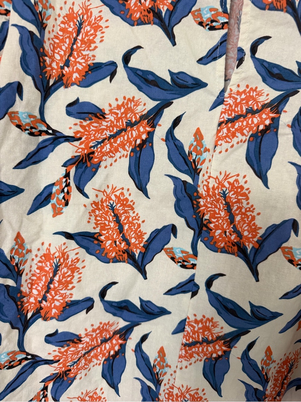 TCEC Cream Blouse with Coral Floral & Navy Leaves - Picture 5 of 6